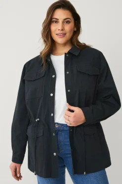 Ellos Plus collection Cargojakke i bomuldstwill Sort Outlet