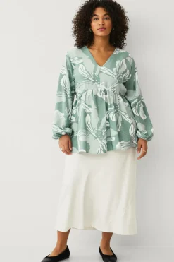 Ellos Plus collection Tunika med a-linjeform Grøn blomstret Sale