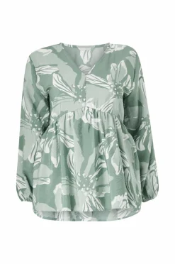 Ellos Plus collection Tunika med a-linjeform Grøn blomstret Sale