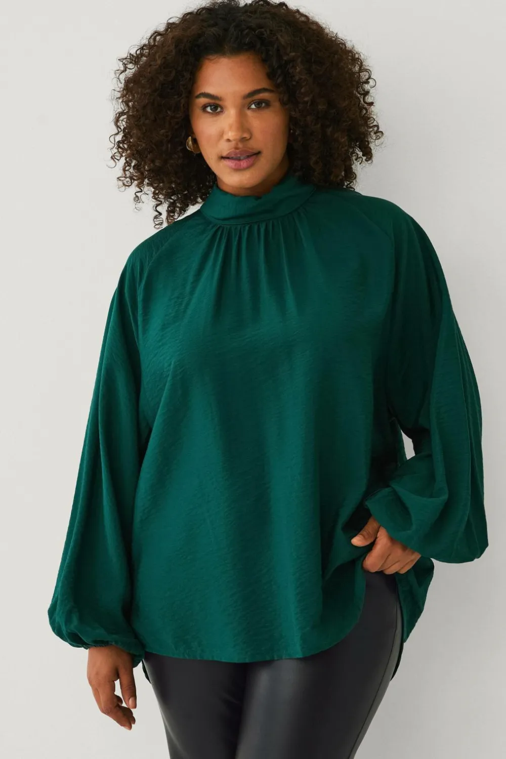 Ellos Plus collection Bluse med afslappet pasform Grøn Discount