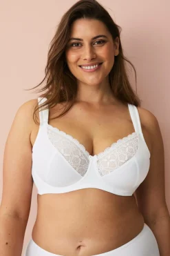 Ellos Plus collection Bøjle-bh med mesh-forede skåle Hvid Online