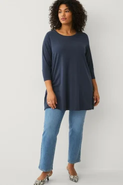 Ellos Plus collection Tunika i bomuld/viskose Marineblå New