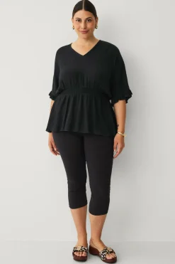 Ellos Tunikaer|Skjorter & Bluser>Plus collection Vævet tunika med v-hals Sort