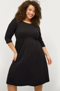 Ellos Plus collection Langærmet kjole med rund hals Sort New