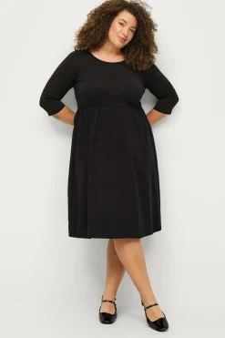 Ellos Plus collection Langærmet kjole med rund hals Sort New