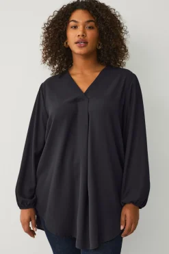 Ellos Tunikaer|Toppe & Tank-Toppe>Plus collection Tunika med v-hals sort