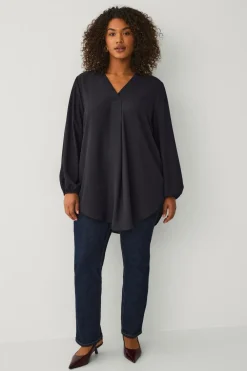 Ellos Tunikaer|Toppe & Tank-Toppe>Plus collection Tunika med v-hals sort