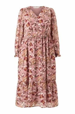 Ellos Plus collection Kjole med v-udskæring Rosa blommig Online