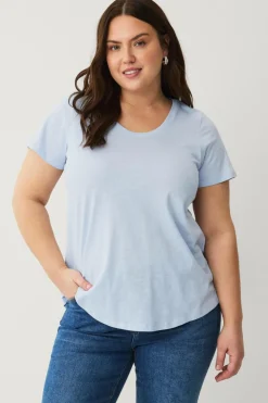 Ellos Basistøj>Plus collection Top med rund hals Lyseblå