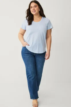 Ellos Basistøj>Plus collection Top med rund hals Lyseblå
