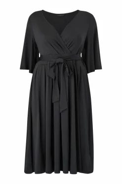 Ellos Kjoler>Plus collection Kjole med trompetærmer sort