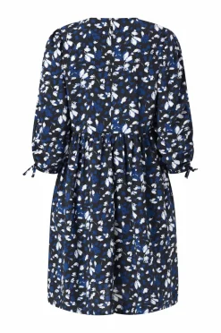 Ellos Plus collection Kjole med pufærmer Blå blomstret Online