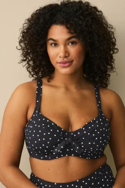 Ellos Plus collection Bikini-bh med bøjle Sort/hvidprikket Clearance