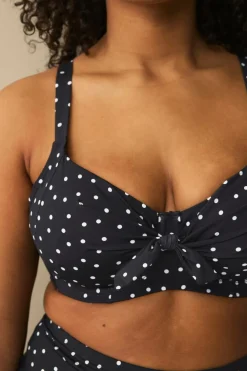 Ellos Plus collection Bikini-bh med bøjle Sort/hvidprikket Clearance