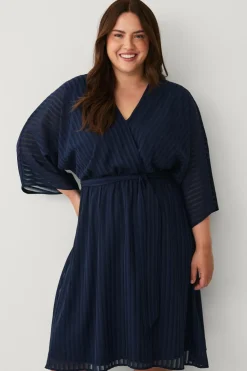 Ellos Plus collection Kjole med V-hals mørkeblå Online