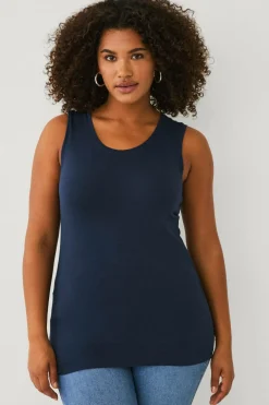 Ellos Toppe & Tank-Toppe>Plus collection Undertrøje i bomuld/viskose Marin