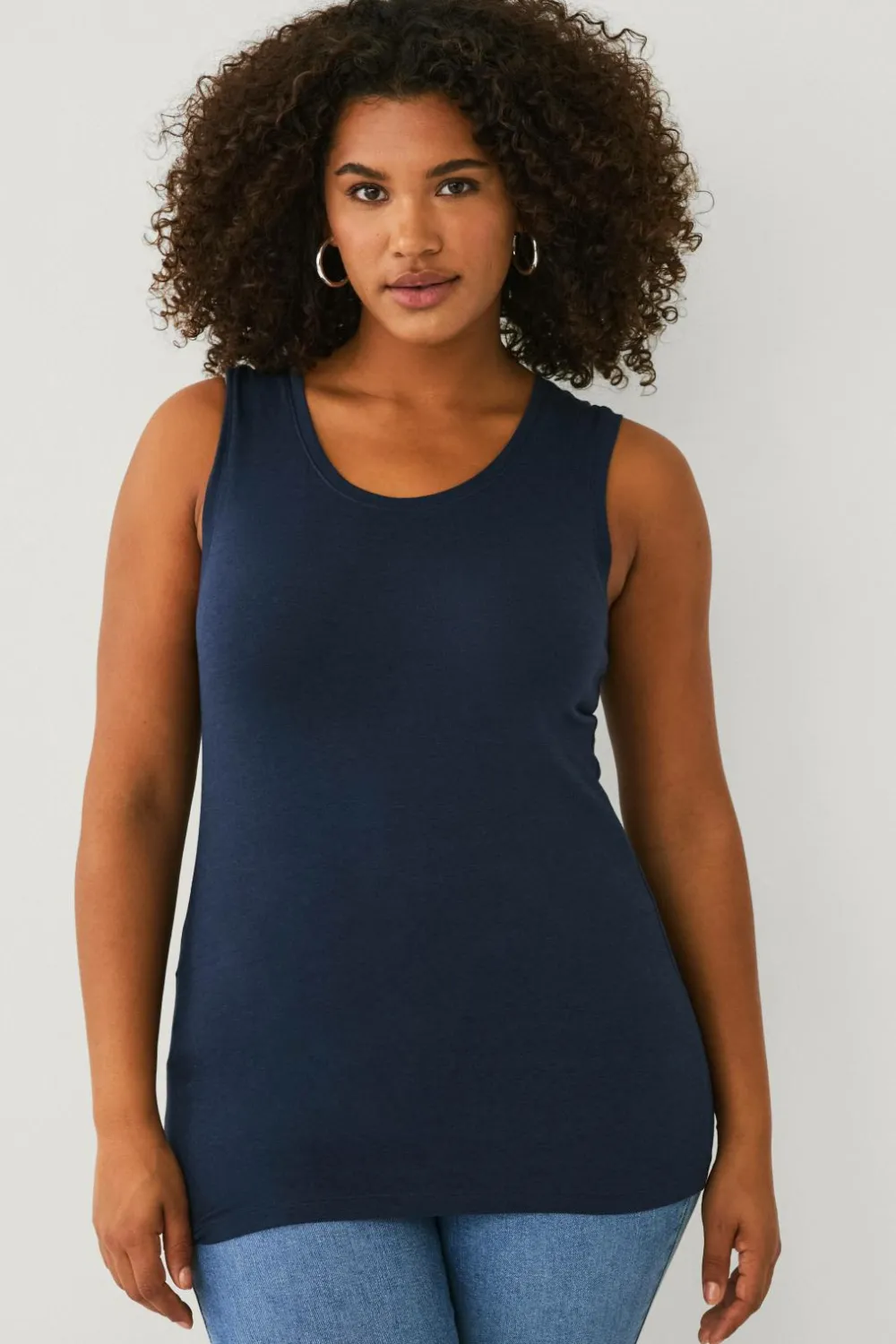 Ellos Toppe & Tank-Toppe>Plus collection Undertrøje i bomuld/viskose Marin