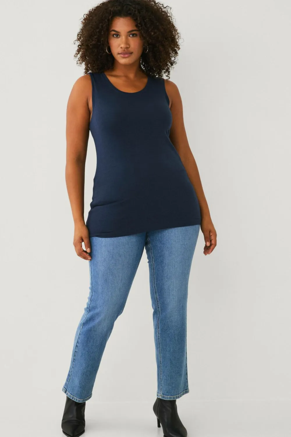 Ellos Toppe & Tank-Toppe>Plus collection Undertrøje i bomuld/viskose Marin