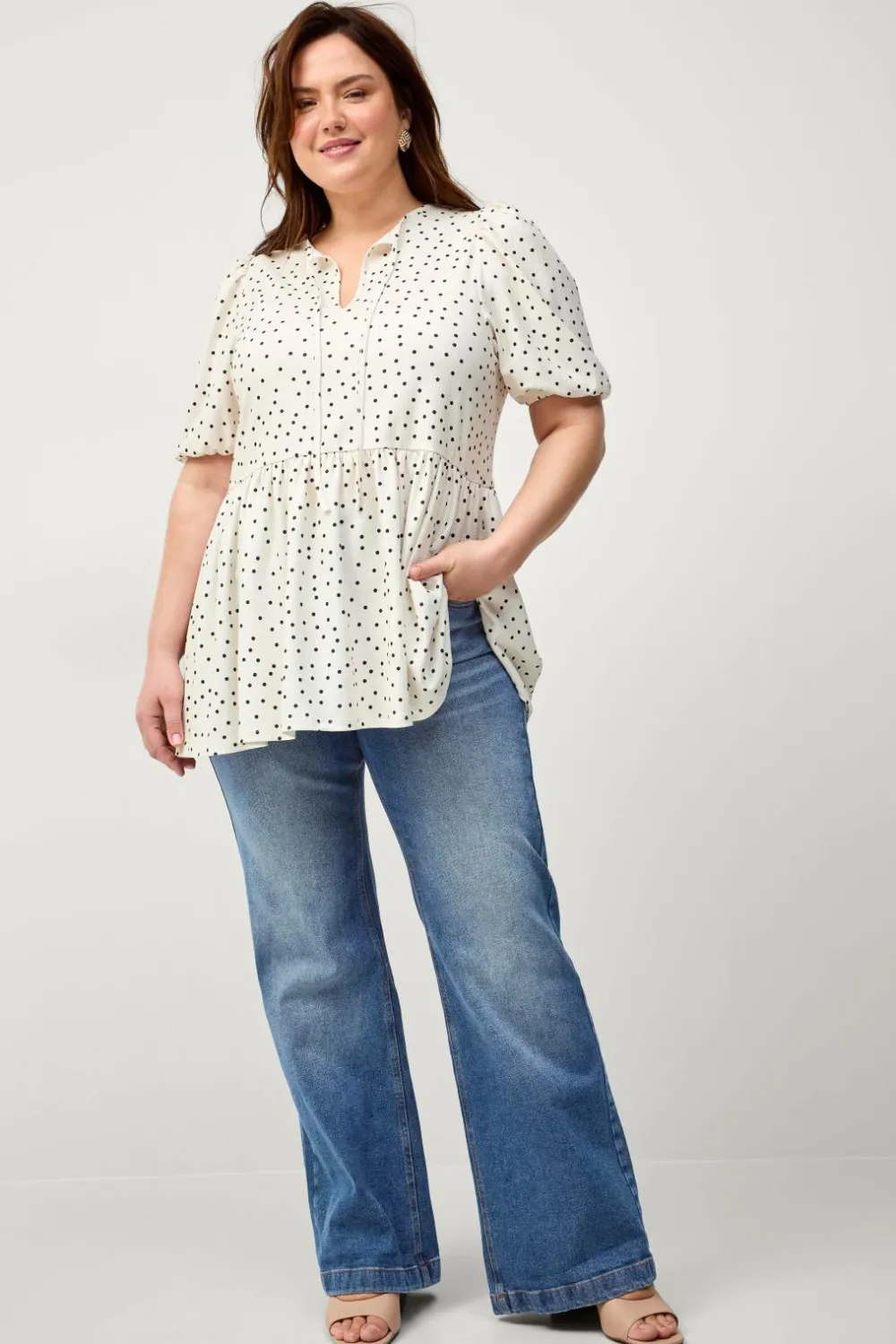 Ellos Tunikaer>Plus collection Tunika Paula Hvid/sort