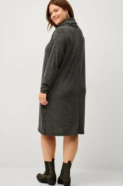 Ellos Plus collection Strikket kjole med turtleneck Mørkegrå meleret New
