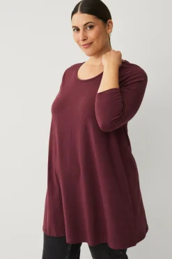 Ellos Tunikaer>Plus collection Tunika i bomuld/viskose Bourgogne