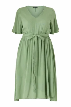 Ellos Kjoler>Plus collection Kjole med korte ærmer Grøn