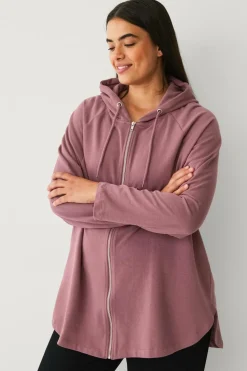 Ellos Plus collection Sweatshirt med hætte og lynlås Rosa Sale