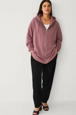 Ellos Plus collection Sweatshirt med hætte og lynlås Rosa Sale