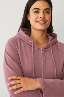 Ellos Plus collection Sweatshirt med hætte og lynlås Rosa Sale