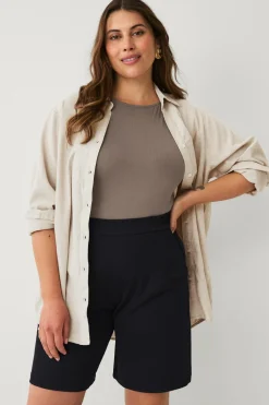 Ellos Shorts>Plus collection Shorts med høj talje Sort