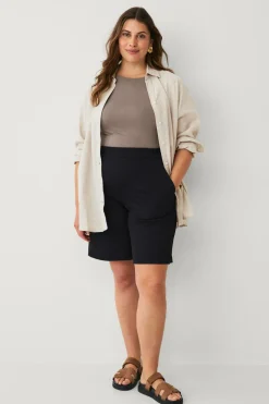 Ellos Shorts>Plus collection Shorts med høj talje Sort