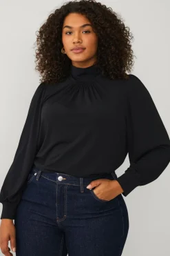 Ellos Toppe & Tank-Toppe>Plus collection Top med pufærmer sort