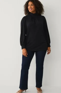 Ellos Toppe & Tank-Toppe>Plus collection Top med pufærmer sort