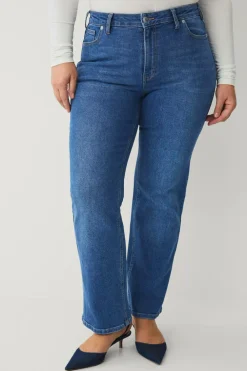 Ellos Plus collection Jeans Straight Wide Mid blue New