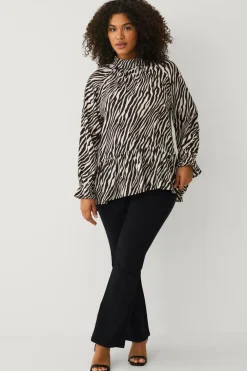 Ellos Plus collection Chiffonbluse med flæser zebraprint Best
