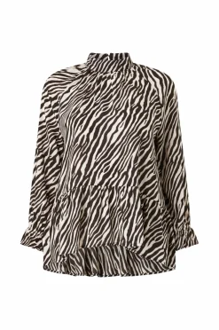 Ellos Plus collection Chiffonbluse med flæser zebraprint Best