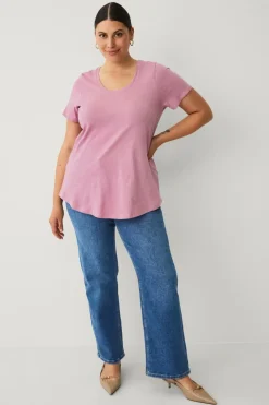 Ellos Basistøj|Toppe & Tank-Toppe>Plus collection Top med rund hals Rosa