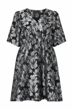 Ellos Plus collection Kjole med ballonærmer Sølv blommig Best