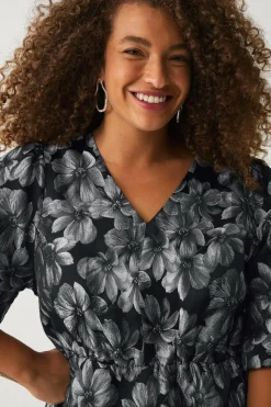 Ellos Plus collection Kjole med ballonærmer Sølv blommig Best