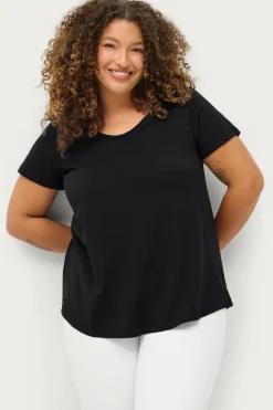 Ellos Plus collection Top med rund hals Sort Discount