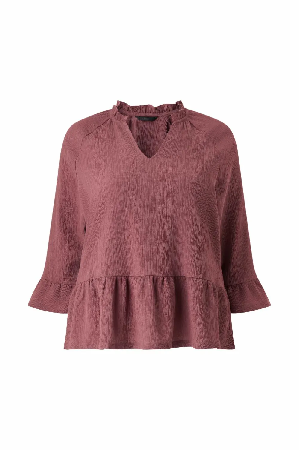 Ellos Plus collection Top i struktureret jersey brun/rosa Outlet