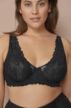 Ellos Bh'Er>Plus collection Uforet bh med bøjler i blonder Sort