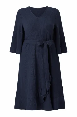 Ellos Kjoler>Plus collection Kjole med bindebælte Navy