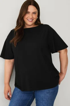 Ellos Plus collection Top med bådudskæring sort Online