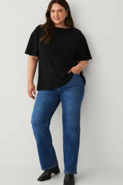 Ellos Plus collection Top med bådudskæring sort Online