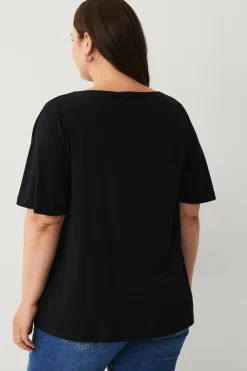 Ellos Plus collection Top med bådudskæring sort Online