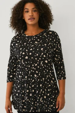 Ellos Plus collection Tunika med A-linje design Sort mønstret Sale