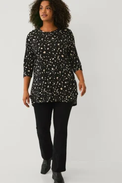 Ellos Plus collection Tunika med A-linje design Sort mønstret Sale