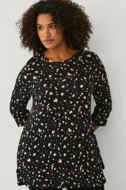 Ellos Plus collection Tunika med A-linje design Sort mønstret Sale