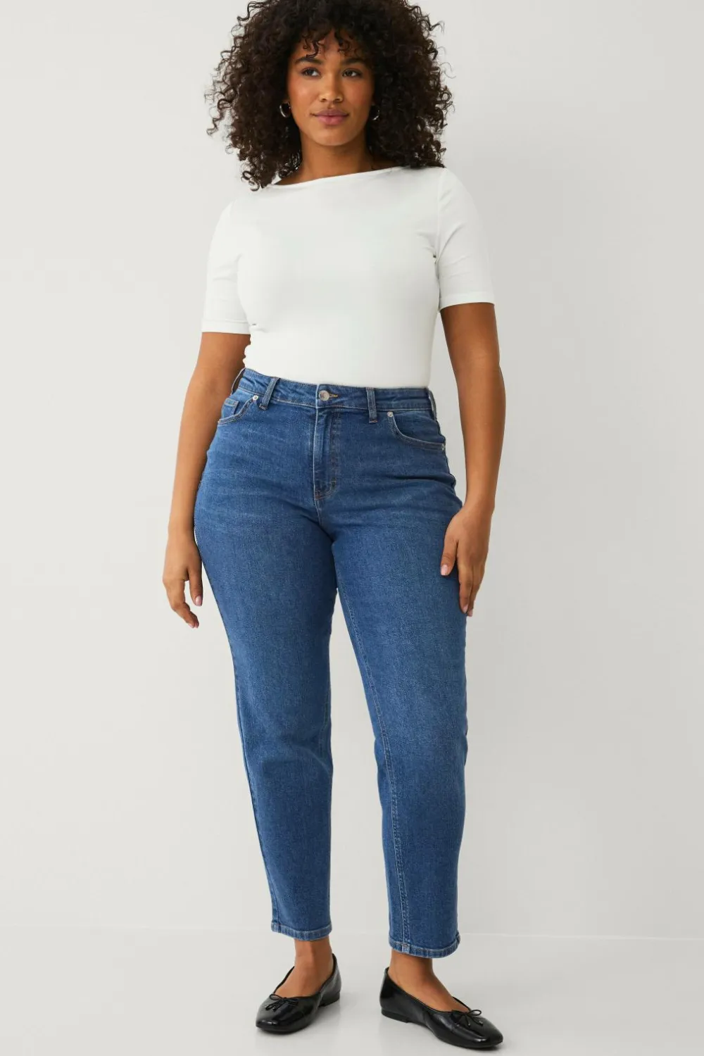 Ellos Plus collection Morjeans Mid blue wash Online